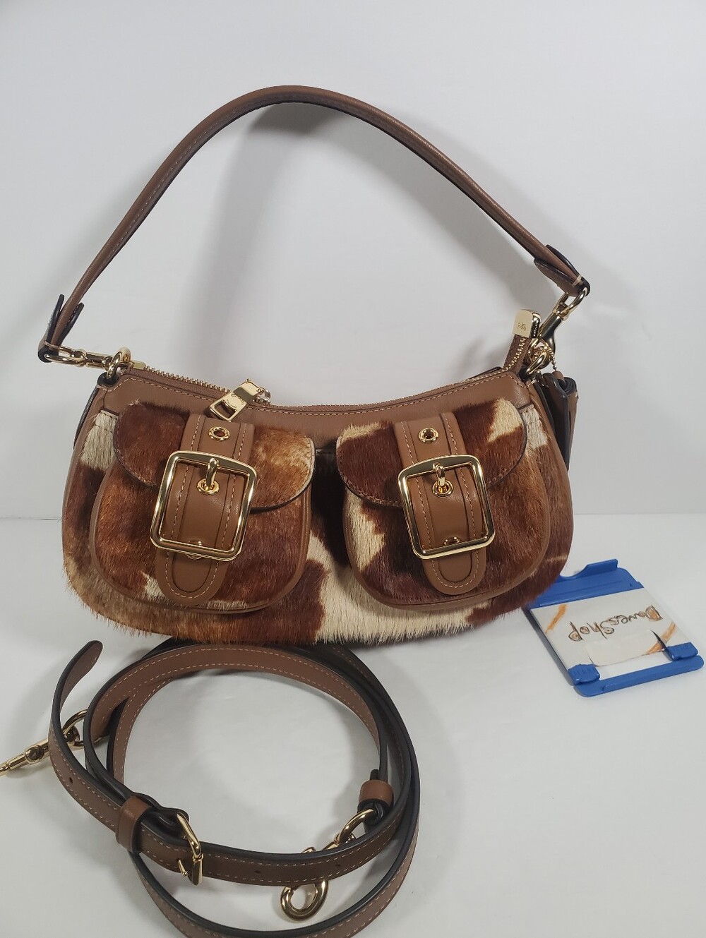 Coach Ashton Shoulder Bag In Haircalf With Cow Print NWT